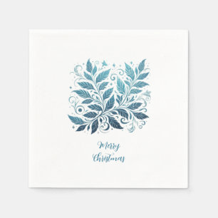 Ombre Blauw filigraan bladpatroon Servet