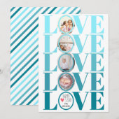 Ombre blauw LOVE foto Valentijnsdag Feestdagenkaart (Voorkant / Achterkant)