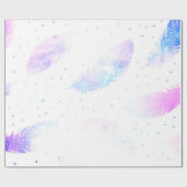 ** Ombre Blauw Roze Magenta Veren op Wit Cadeaupapier (Vlak)