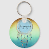 Ombre blauw Sinaasappel gepersonaliseerde Dreamcat Sleutelhanger (Voorkant)