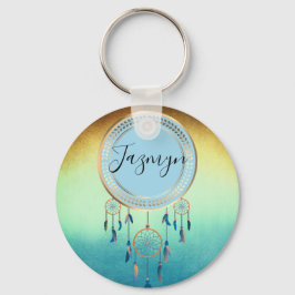 Ombre blauw Sinaasappel gepersonaliseerde Dreamcat Sleutelhanger