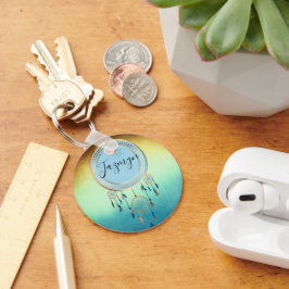 Ombre blauw Sinaasappel gepersonaliseerde Dreamcat Sleutelhanger