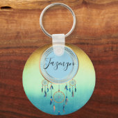 Ombre blauw Sinaasappel gepersonaliseerde Dreamcat Sleutelhanger (Voorkant)