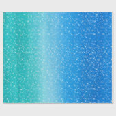 Ombre blauwe Sparkle gepersonaliseerd monogram Cadeaupapier (Vlak)