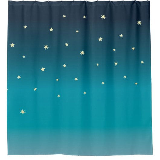 OMBRE blauwe sterren sterrenstelsel Douchegordijn (Voorkant)