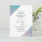 *~* Ombre Blauwgroen Beach Glitter Trendy AR4 Wedd Kaart (Staand voorkant)