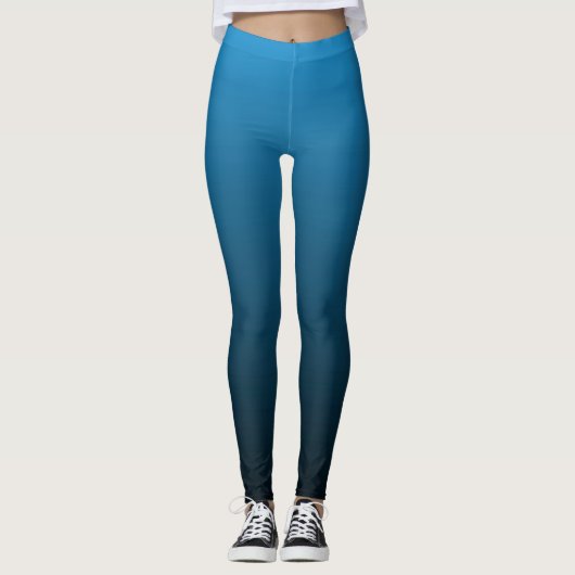 Ombre blauwgroen blauw kleurenblok leggings (Voorkant)
