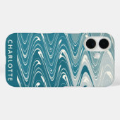 Ombre Blauwgroen Blauwe Abstracte Golven Gepersona Case-Mate iPhone Case (Achterkant (horizontaal))