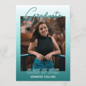 Ombre blauwgroen Blue Green Afstuderen Aankondiging (Voorkant)