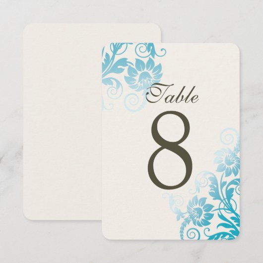 Ombre Blauwgroen de Kaarten van het Aantal van de (Voorkant / Achterkant)