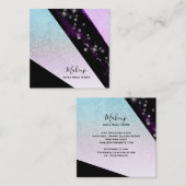 *~ Ombre Blauwgroen Roze Glitter Chic Girly Geomet Vierkante Visitekaartje (Voorkant / Achterkant)