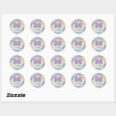 Ombre Bloemen Waterverf Zeemeermin Schalen Monogra Ronde Sticker (Vel)