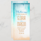 Ombre Blue Beach huwelijksprogramma's Programmakaart (Voorkant / Achterkant)