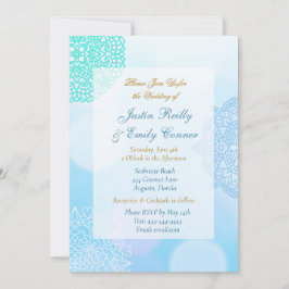 Ombre Blue, Blauwgroen en White Mandala Elegant We Kaart