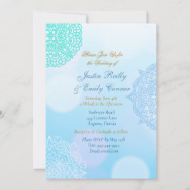 Ombre Blue, Blauwgroen en White Mandala Elegant We Kaart