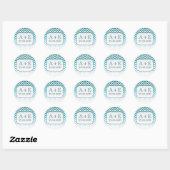 Ombre Blue Chevron bruiloft monogram Sticker (Vel)