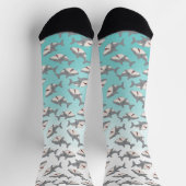 Ombre Blue Cute Cartoon Shark Week Pattern Sokken (Top)
