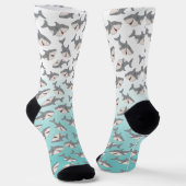 Ombre Blue Cute Cartoon Shark Week Pattern Sokken (Gebogen)