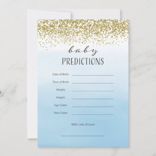 Ombre Blue en Gold Baby Prediction Kaart (Voorkant)