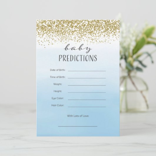 Ombre Blue en Gold Baby Prediction Kaart (Staand voorkant)