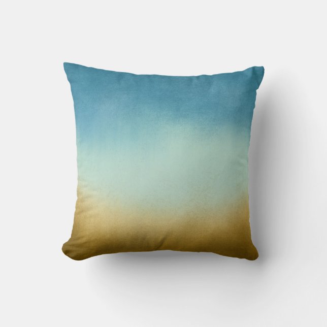 Ombre Blue en Gold Pillow Kussen (Voorkant)