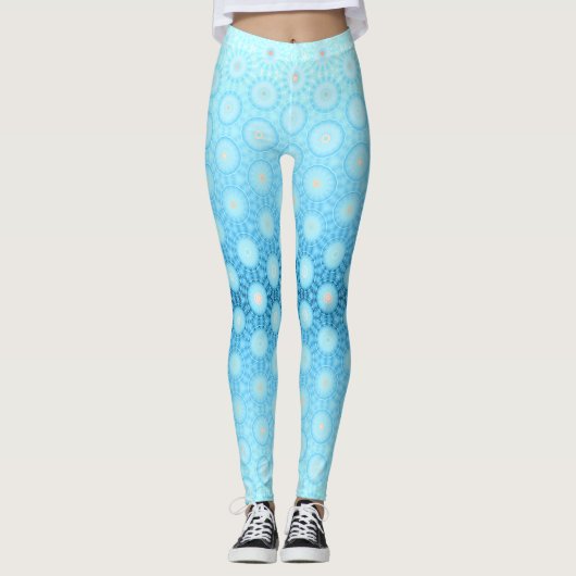 Ombre Blue en Peach Geometric Leggings (Voorkant)