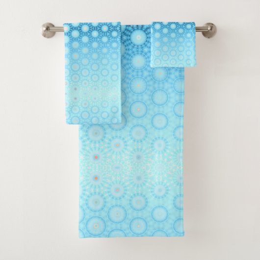  Ombre Blue en Perzik geometrisch dekbed Hoesje Bad Handdoek (Insitu)