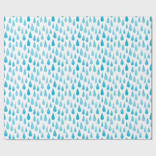 Ombre Blue Falling Raindrops Cadeaupapier (Vlak)