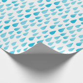 Ombre Blue Falling Raindrops Cadeaupapier (Hoek)