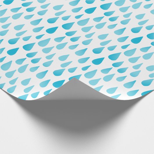 Ombre Blue Falling Raindrops Cadeaupapier (Hoek)