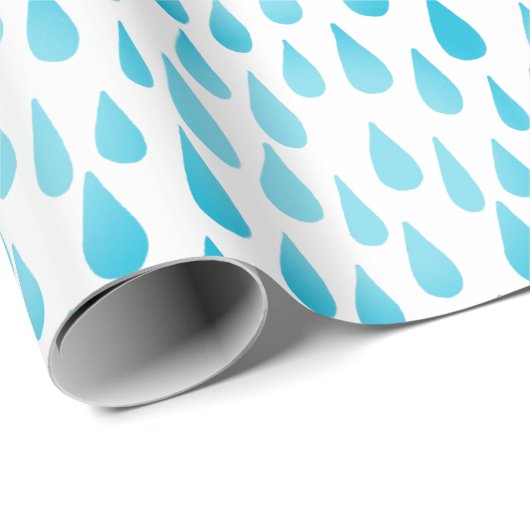 Ombre Blue Falling Raindrops Cadeaupapier (Rol Hoek)