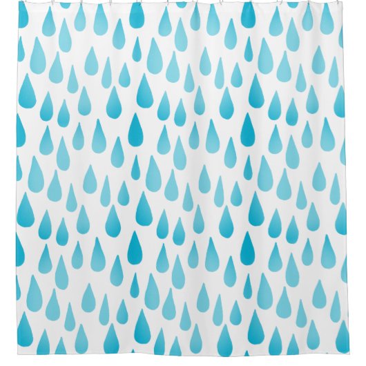 Ombre Blue Falling Raindrops Douchegordijn (Voorkant)