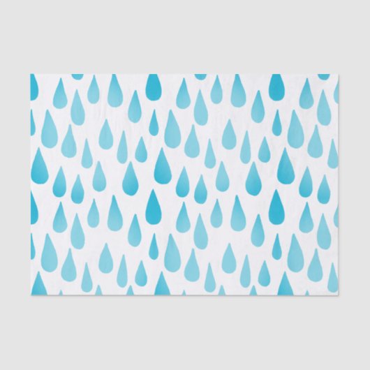 Ombre Blue Falling Raindrops Tissuepapier (Voorkant)
