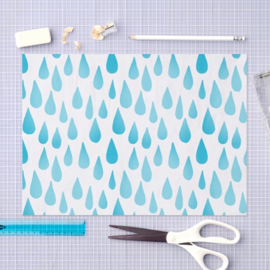 Ombre Blue Falling Raindrops Tissuepapier (Craft)