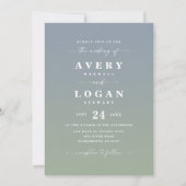 Ombre Blue & Green Wedding Invitation met foto Kaart (Voorkant)