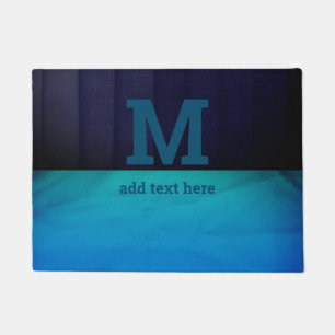 Ombre Blue Monogram Onderdruk getextureerd Deurmat