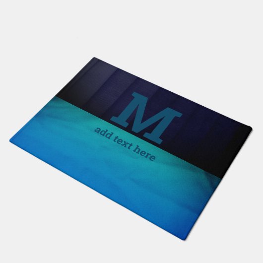 Ombre Blue Monogram Onderdruk getextureerd Deurmat (Schuin)