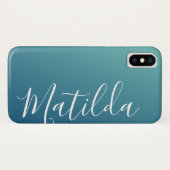 Ombre Blue Navy Blauwgroen Plain Persoonlijke naam Case-Mate iPhone Case (Achterkant (horizontaal))