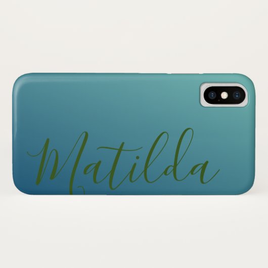 Ombre Blue Navy Blauwgroen Plain Persoonlijke naam Case-Mate iPhone Case (Achterkant (horizontaal))