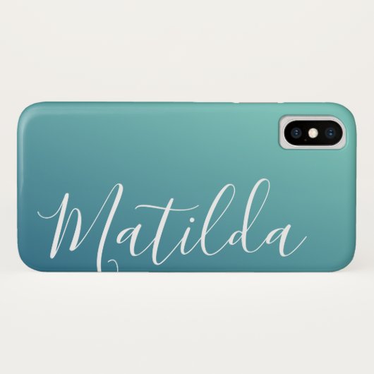 Ombre Blue Navy Blauwgroen Plain Persoonlijke naam Case-Mate iPhone Case (Achterkant (horizontaal))