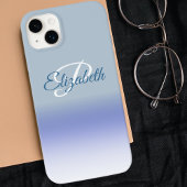 Ombre Blue Pastel Initiaal Letter Monogram Case-Mate iPhone Case