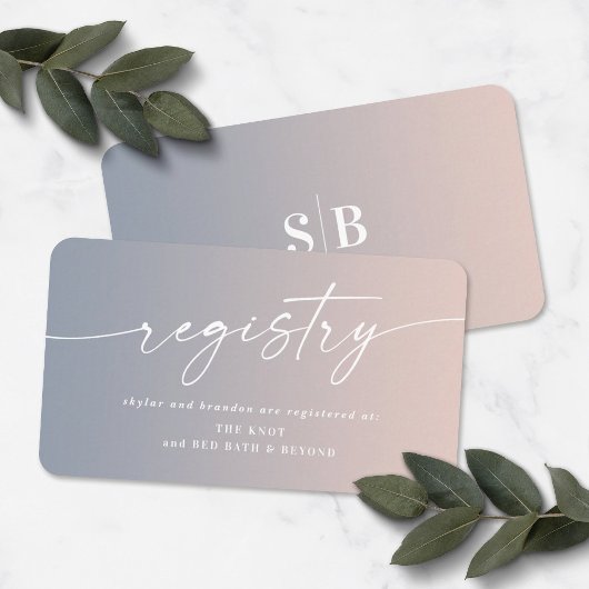 Ombre Blue & Pink Weduwen Shower Gift Registry Informatiekaartje