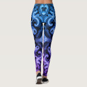 Ombre Blue Purple Ornamental Filigree Pattern Leggings (Achterkant)