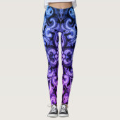 Ombre Blue Purple Ornamental Filigree Pattern Leggings (Voorkant)