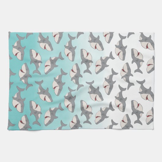 Ombre Blue Shark Pattern Cleaning Cloth Kitchen Theedoek (Horizontaal)