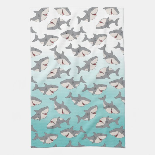 Ombre Blue Shark Pattern Cleaning Cloth Kitchen Theedoek (Verticaal)