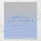 Ombre Blue Silver Baby shower Fleslabels Wijn Etiket (Enkel label)