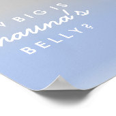Ombre Blue Silver Belly Size Baby shower Game Sign Poster (Hoek)