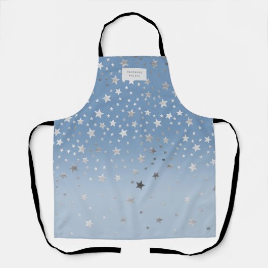 Ombre Blue Silver Stars Monogram schort (Voorkant)