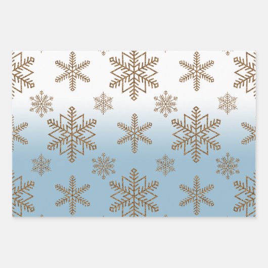 Ombre Blue Snowflake   Inpakpapier Vel (Voorkant 3)